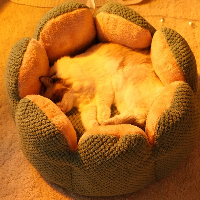 Bed House Lovely Cactus Flower Puppy Kennels Mat Winter Warm Beds