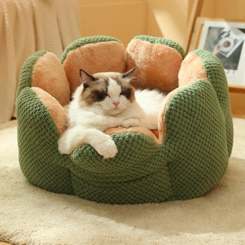 Bed House Lovely Cactus Flower Puppy Kennels Mat Winter Warm Beds